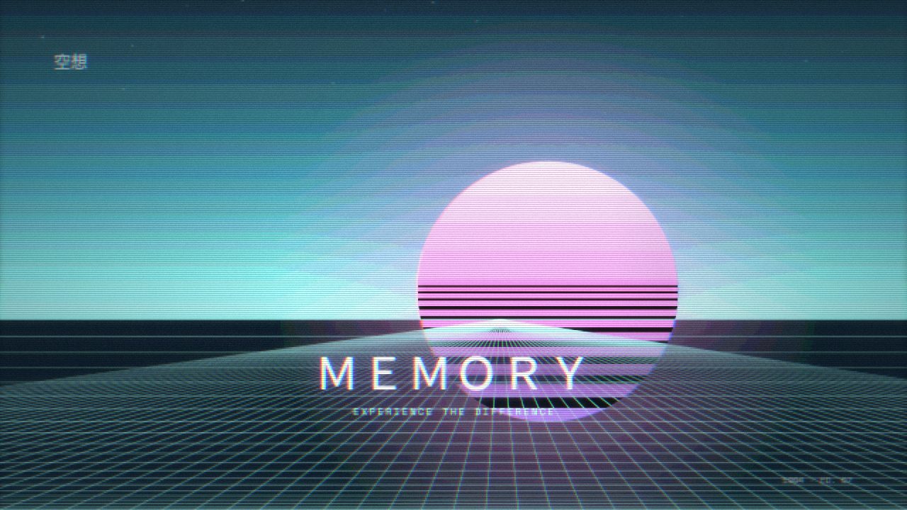 Pink sun over a mint grid — vaporwave wallpaper